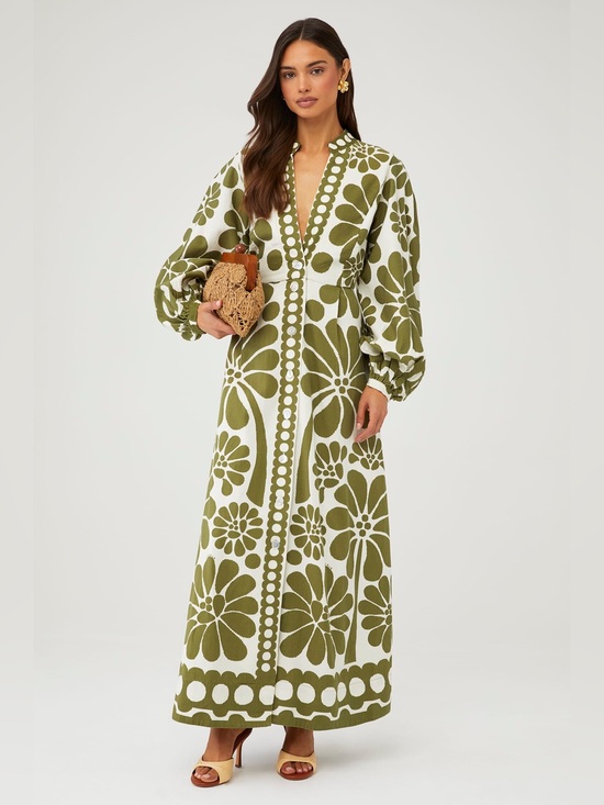 FARM Rio Dresses & Skirts - FARM RIO
Buttoned Puff Sleeve Maxi Dress - Palermo
Green